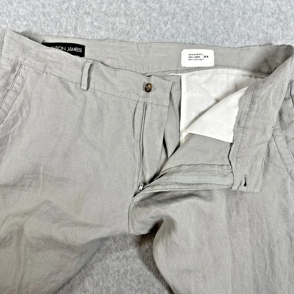 Jackson James Men's Linen Chino Pants light Weight Light Khakis Size 38R(38x31)